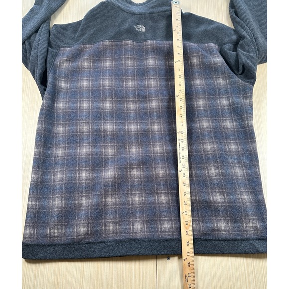 The North Face Cardigan Sweater Mens XL Gray Plaid Knit Mock Neck Full Zip - Picture 5 of 6